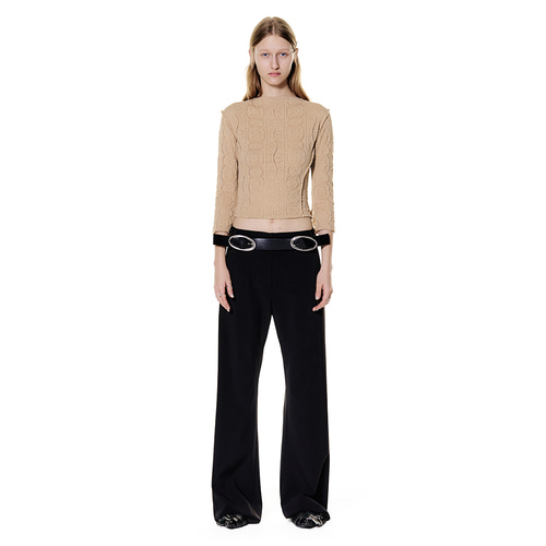 Straight Belted Pants (Black)