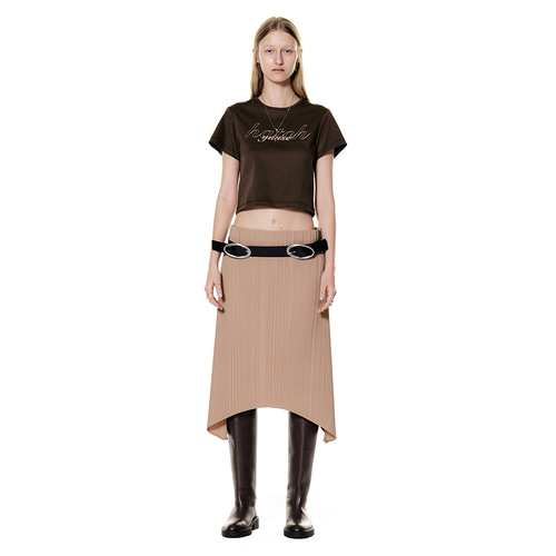 Arched Pleats Skirt (Beige)