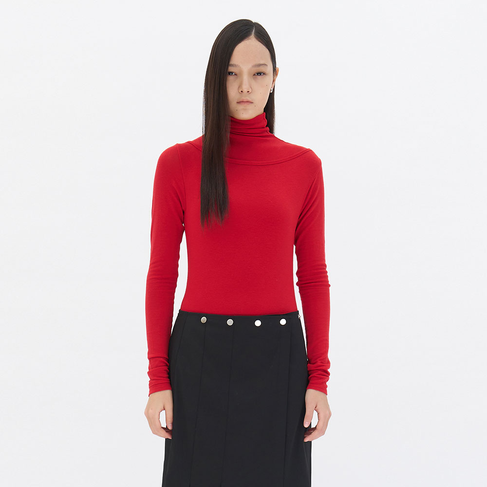 Layered Turtle Neck Top (Red)